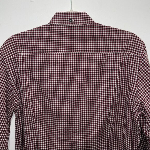 BOTTEGA VENETA Red White Cotton Micro Check Bleached Design Button Down Shirt - Picture 5 of 6